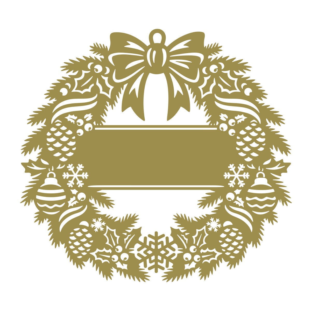 Elegant Classic Christmas Wreath Monogram (Pinecones)