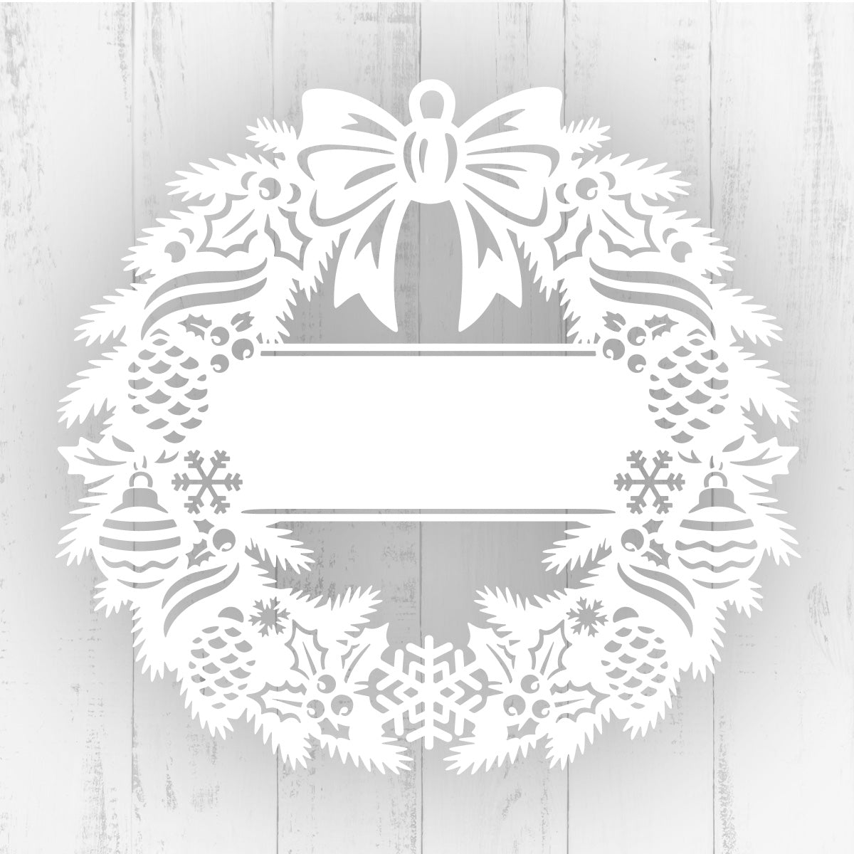 Elegant Classic Christmas Wreath Monogram (Pinecones)