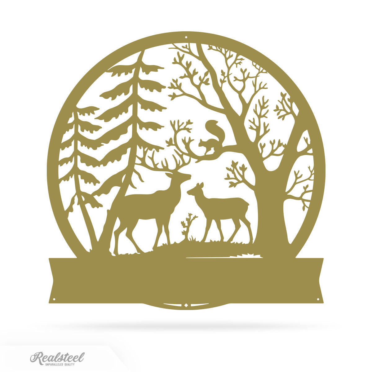 Forest Deer Monogram 18" / Gold - RealSteel Center