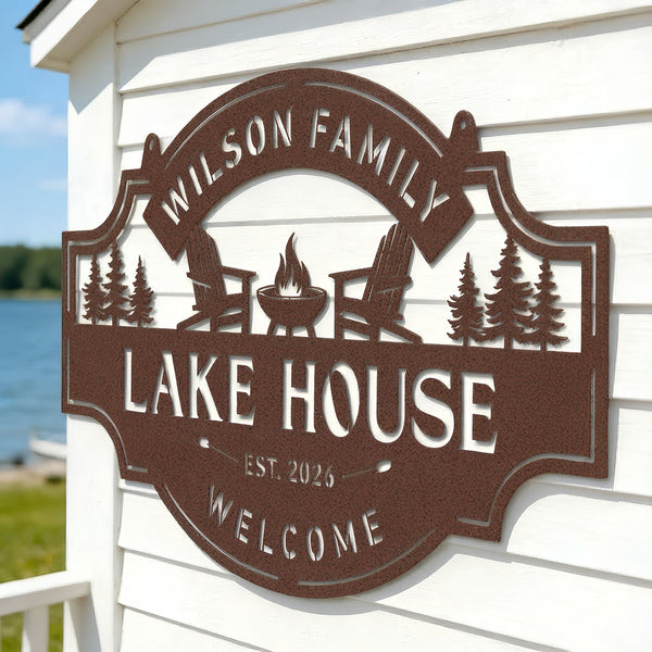 Lake House 3 Line Monogram - Custom Cabin & Lake House Decor
