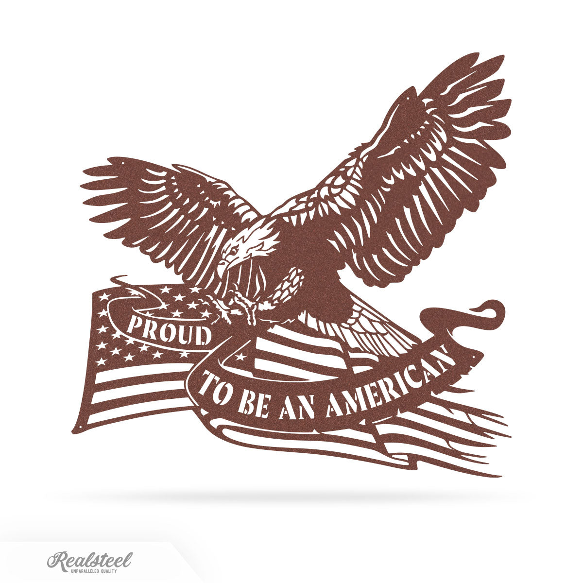 Proud To Be An American Eagle Patriotic Metal Wall Art 17"x18" / Rust - RealSteel Center