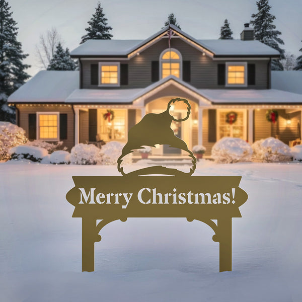 Santa Hat Stake Monogram | Personalized Christmas Metal Sign | RealSteel
