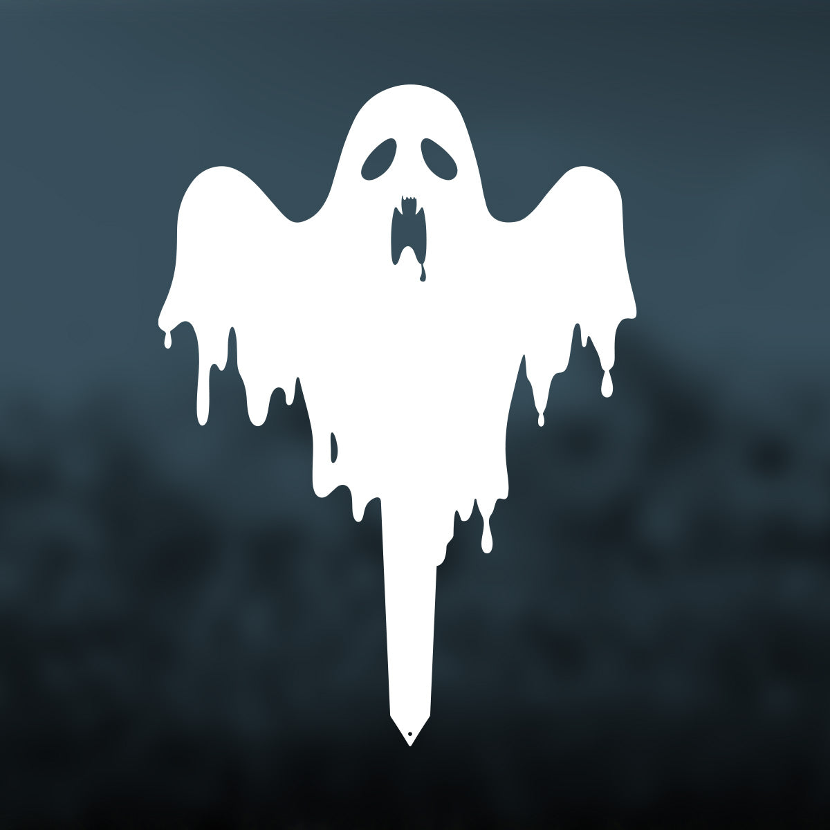 Garden Art - Halloween Ghost Yard Stake White / Round Creepy Ghost (22” x 30”) - RealSteel Center