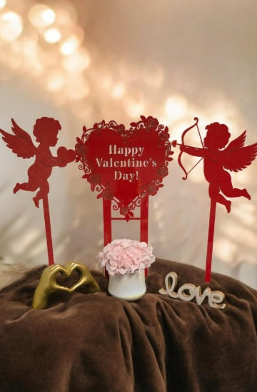 Cupids Heart Monogram Stake Set of 3