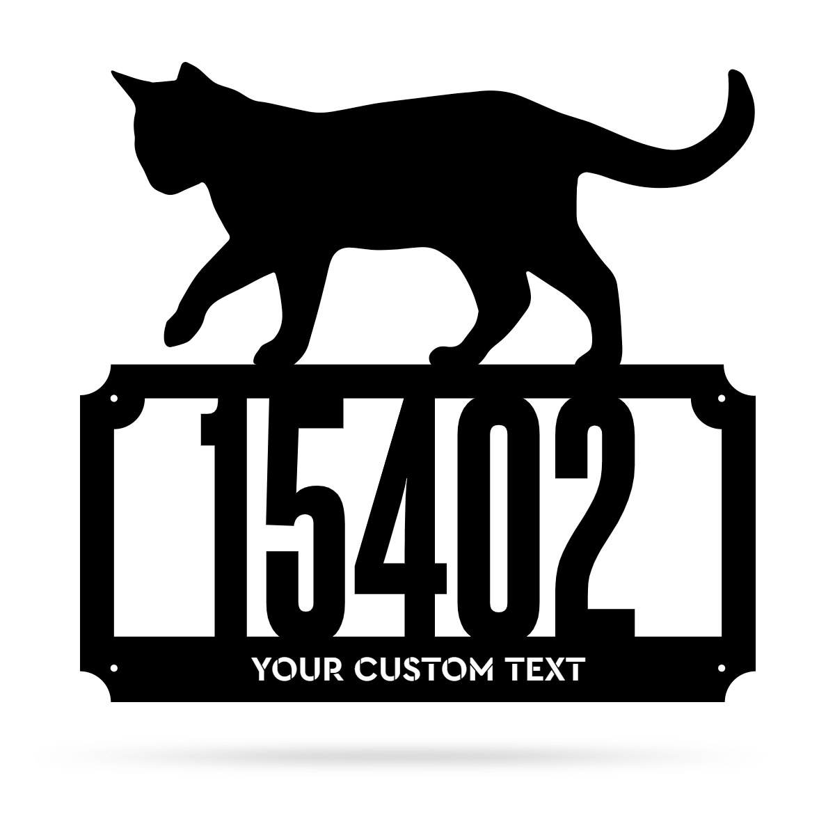 2 Line Cat Address Monogram 17"x18" / Black - RealSteel Center