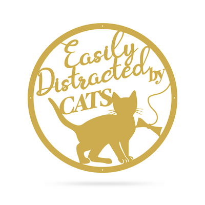 Easily Distracted By Cats Wall Art 24" / Gold - RealSteel Center