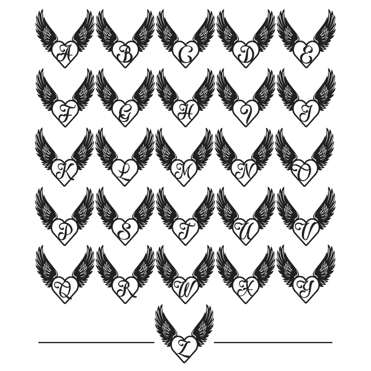 Heart with Angel Wings Monogram - RealSteel Center