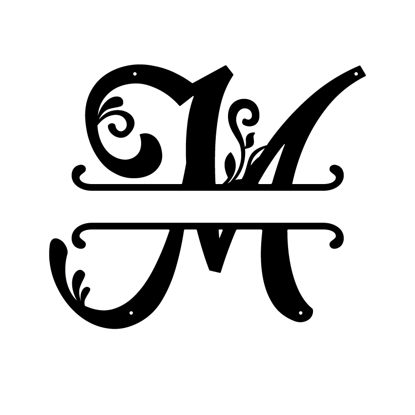 Initial Monogram Metal Sign Decor 14" / Black / M - RealSteel Center