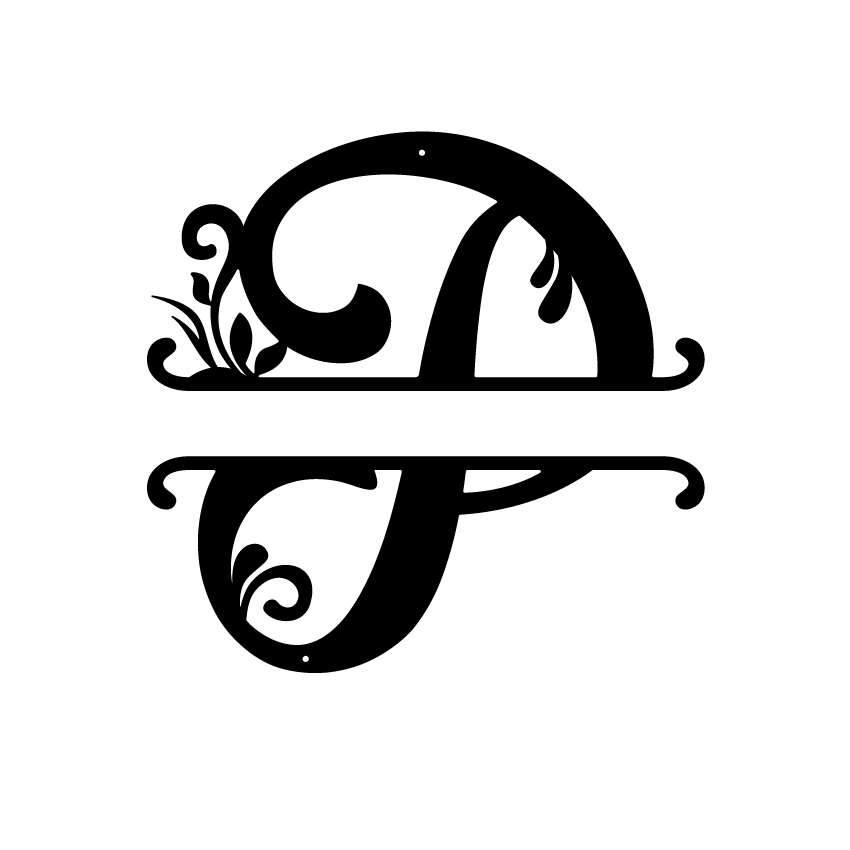 Initial Monogram Metal Sign Decor 14" / Black / P - RealSteel Center