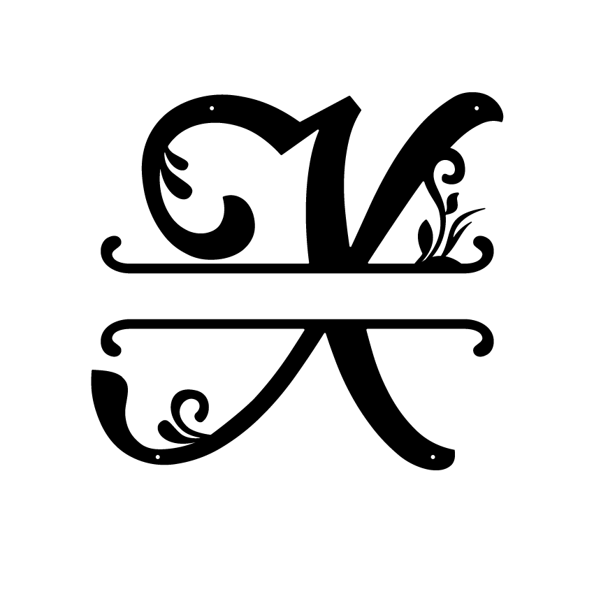Initial Monogram Metal Sign Decor 14" / Black / X - RealSteel Center