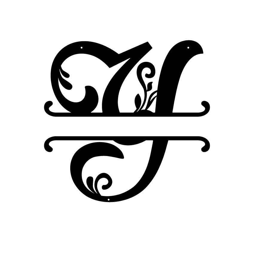 Initial Monogram Metal Sign Decor 14" / Black / Y - RealSteel Center