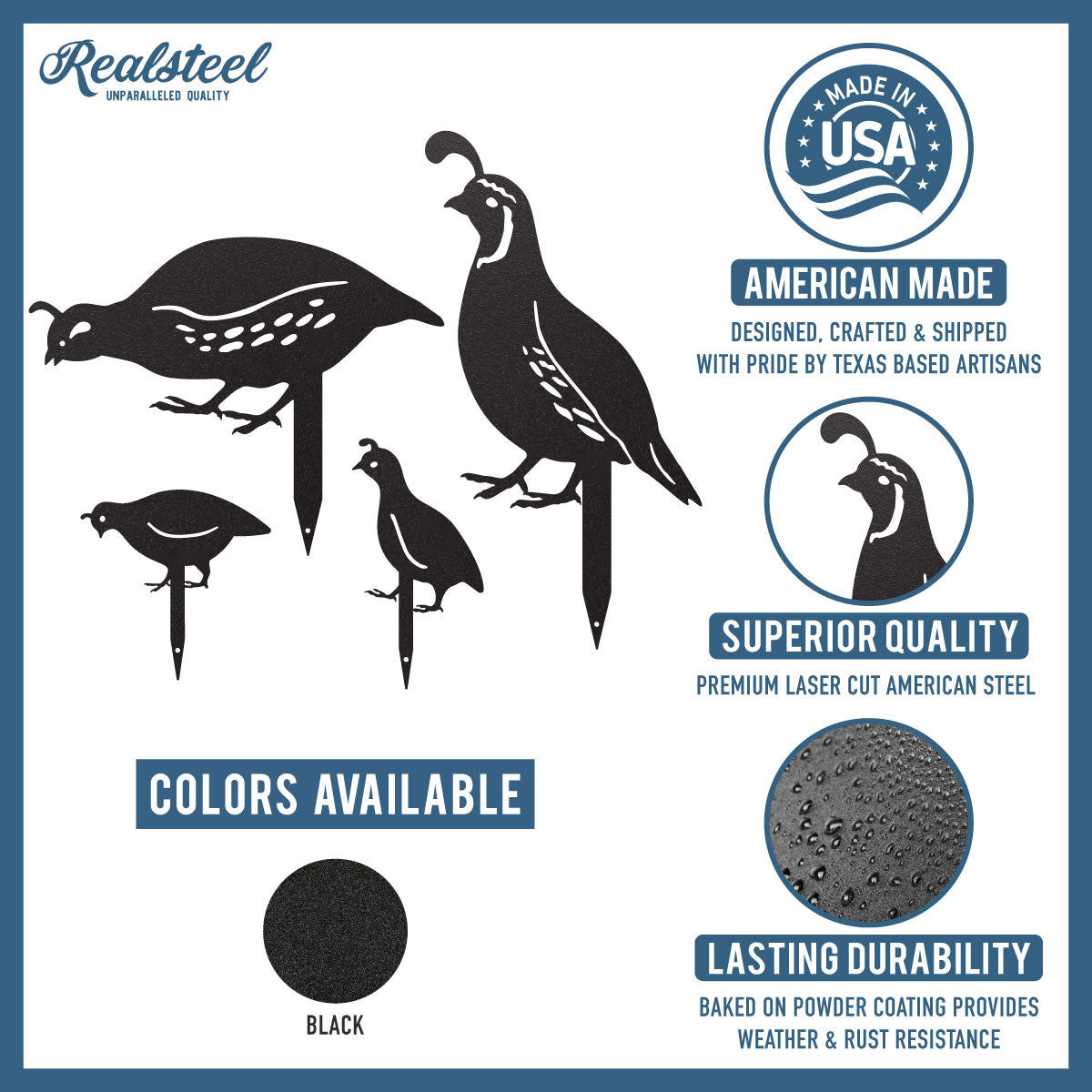 Garden Art - Quail Garden Stake Set - RealSteel Center