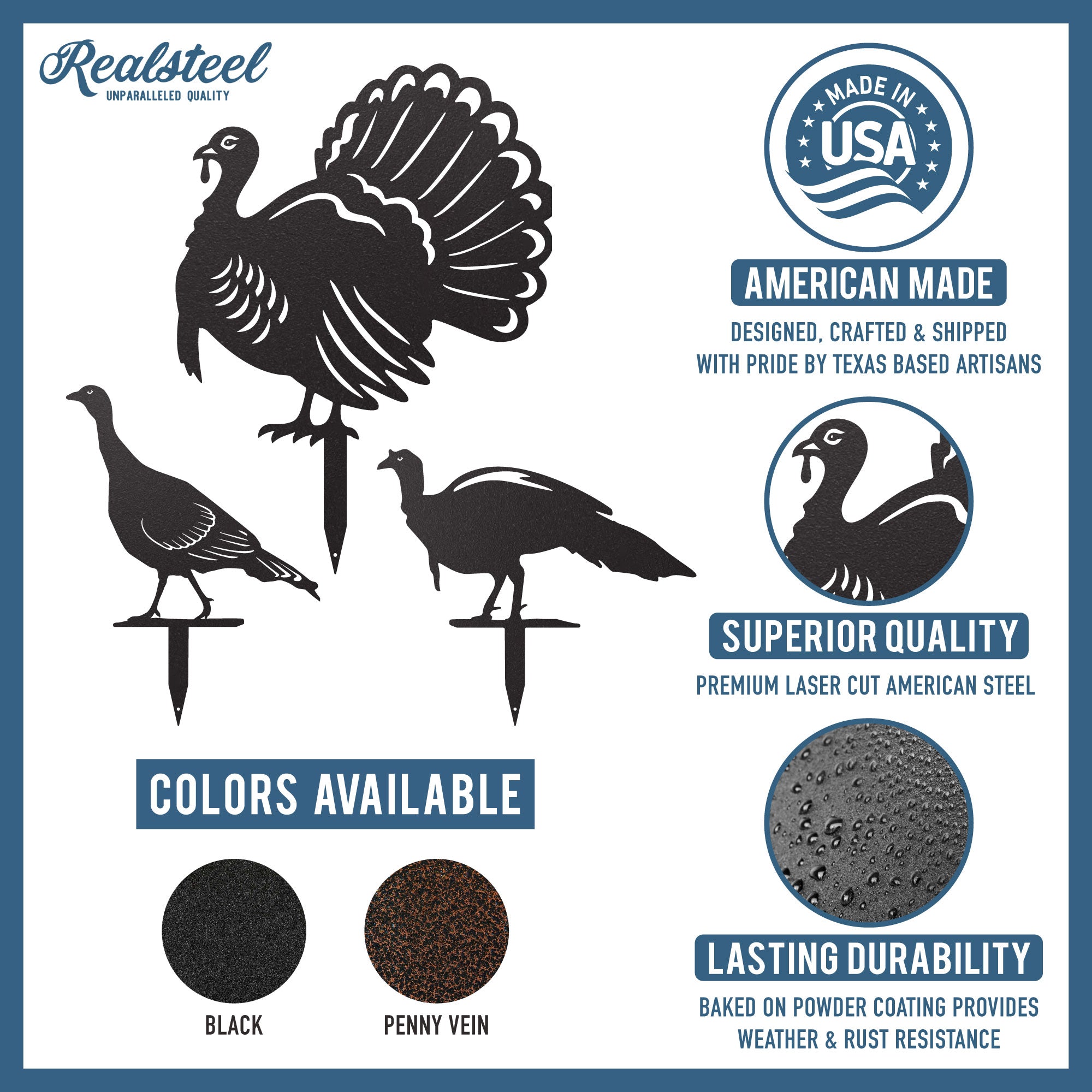 Thanksgiving Turkey Garden Stake Set – Outdoor Decor – RealSteel
