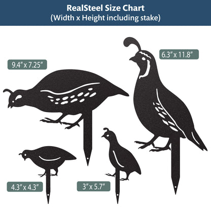 Garden Art - Quail Garden Stake Set - RealSteel Center