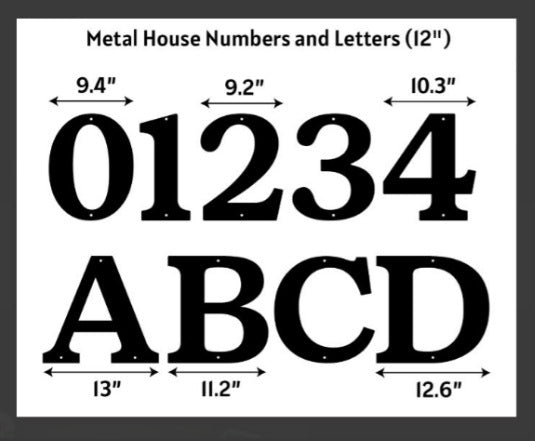 Metal House Numbers and Letters (12") – Individual Address Symbols and Characters for Home or Business