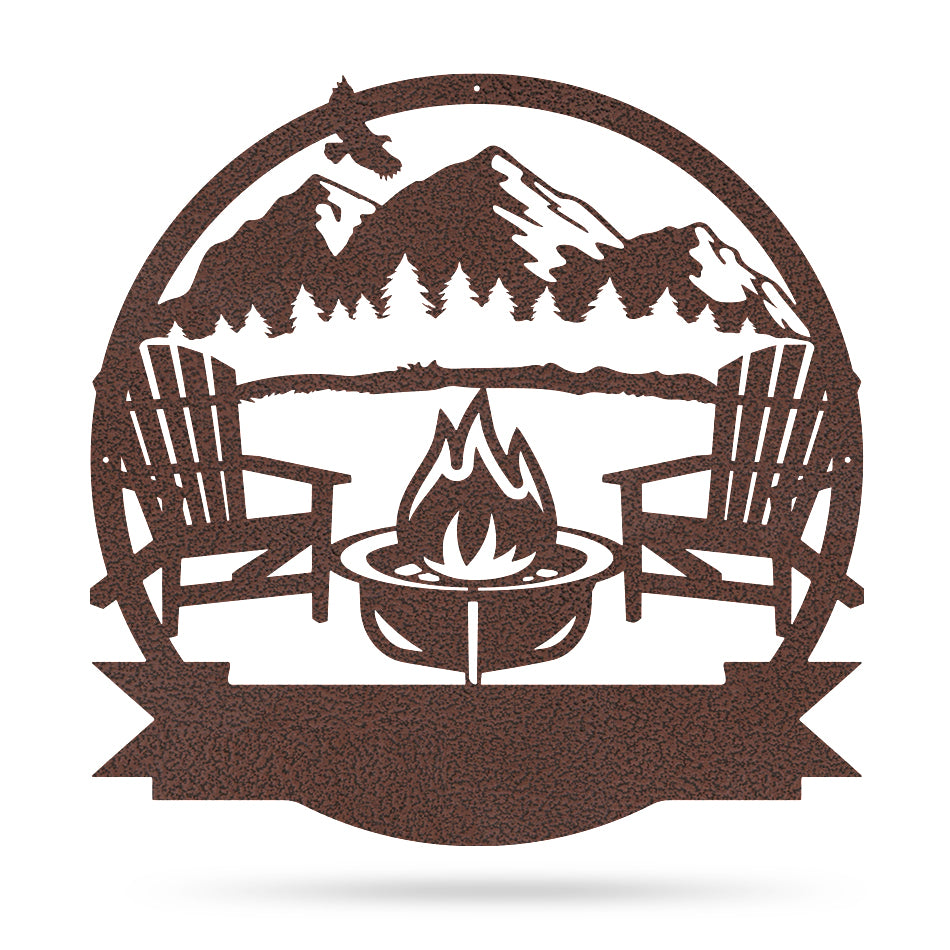 Personalized Campfire Monogram 18" / Penny Vein / Mountain - RealSteel Center