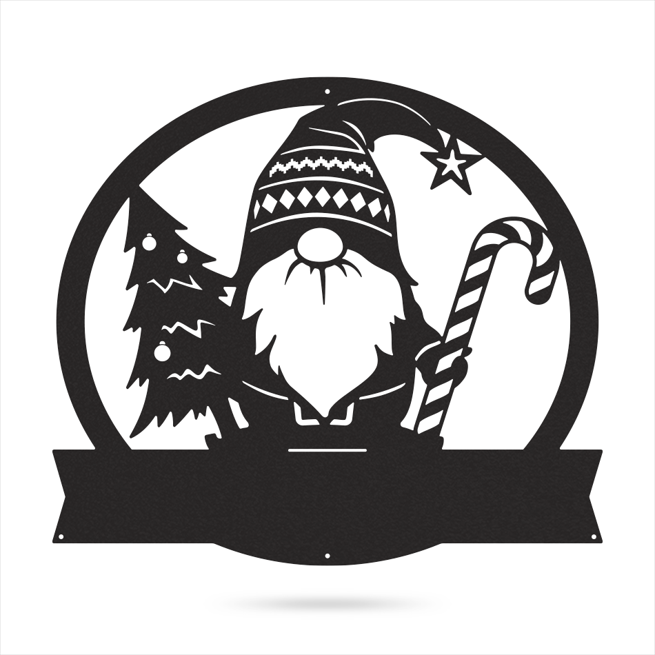 Christmas Gnome Monogram Wall Art 18" / Black - RealSteel Center