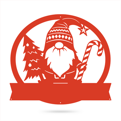 Christmas Gnome Monogram Wall Art 18" / Red - RealSteel Center