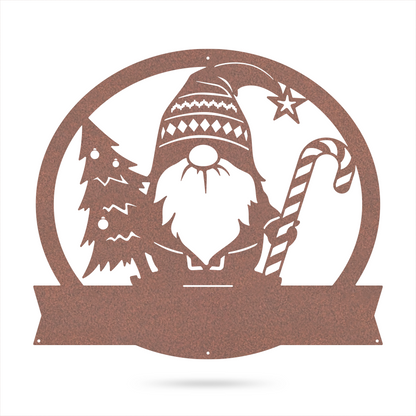Christmas Gnome Monogram Wall Art 18" / Rust - RealSteel Center
