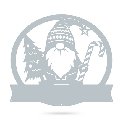 Christmas Gnome Monogram Wall Art 18" / Textured Silver - RealSteel Center