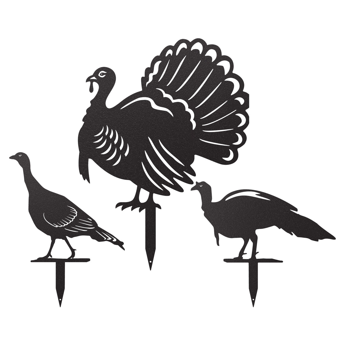Garden Art - Rustic Turkey Garden Stakes Assorted / Black - RealSteel Center