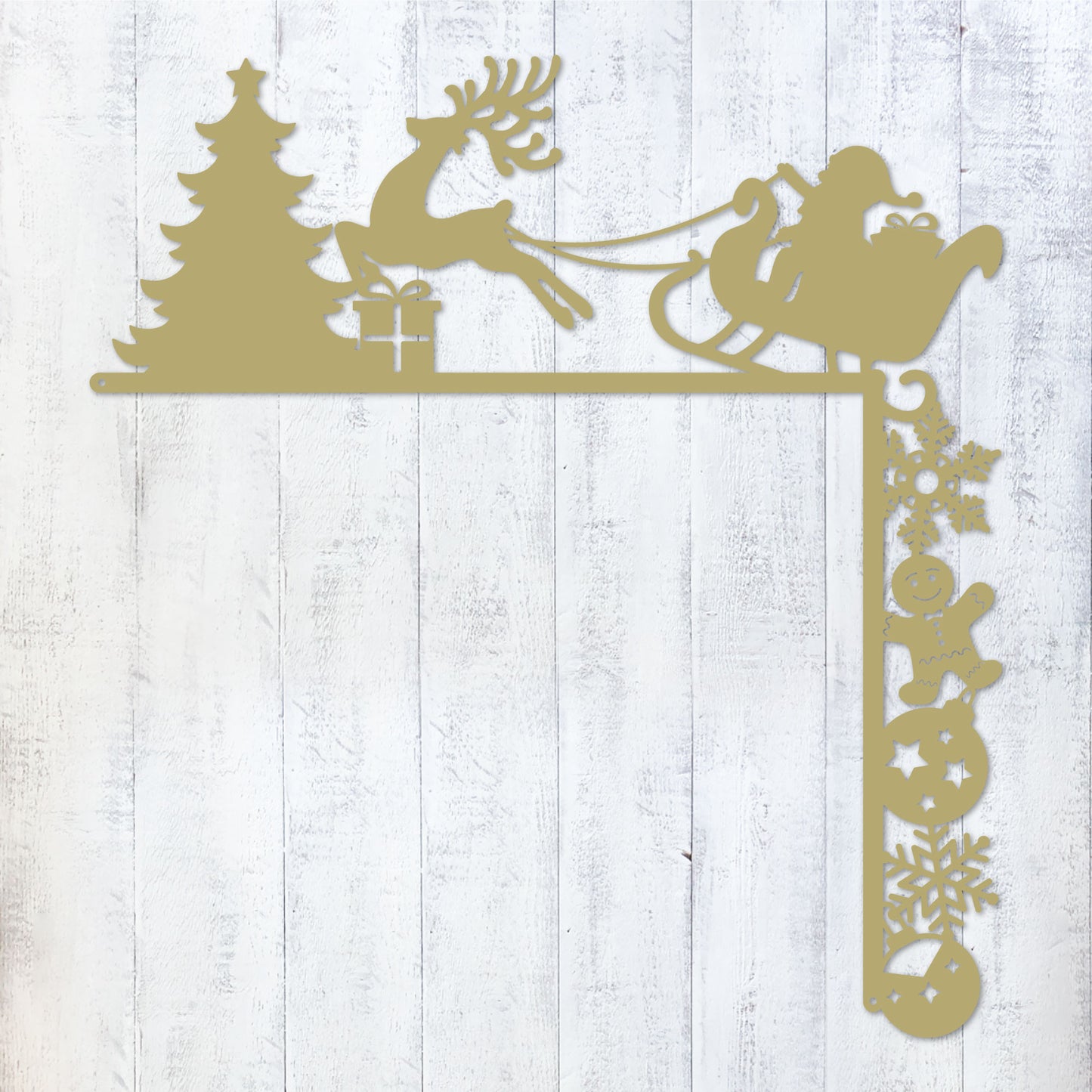Christmas Door Corner Decor Christmas Santa and Presents / Gold - RealSteel Center