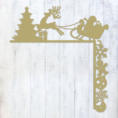 Christmas Door Corner Decor Christmas Santa and Presents / Gold - RealSteel Center