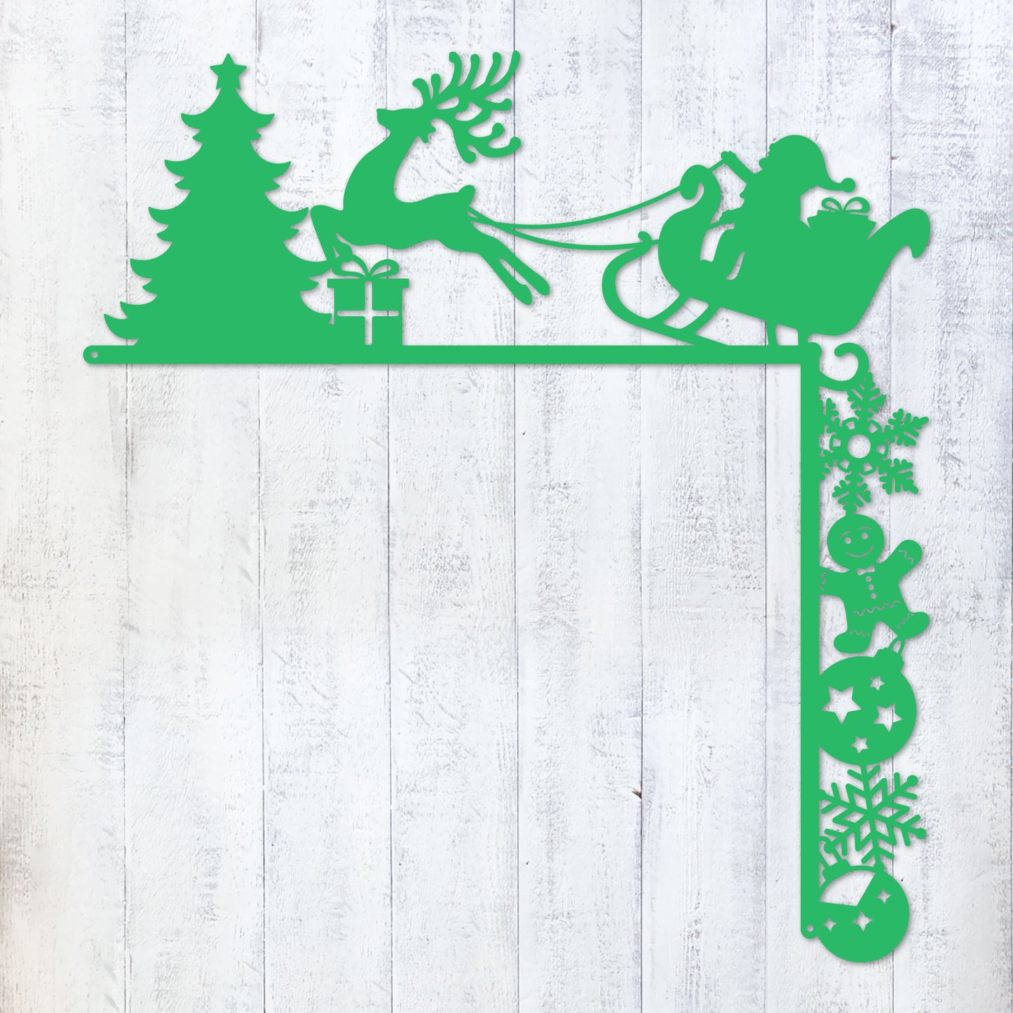 Christmas Door Corner Decor Christmas Santa and Presents / Green - RealSteel Center