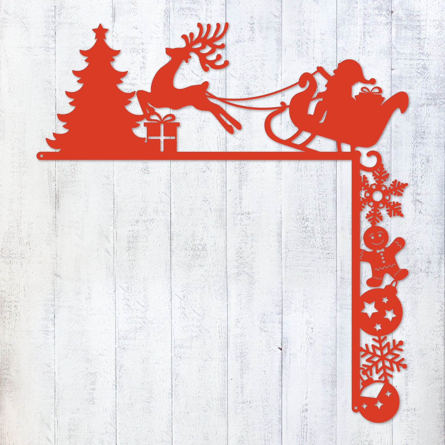 Christmas Door Corner Decor Christmas Santa and Presents / Red - RealSteel Center