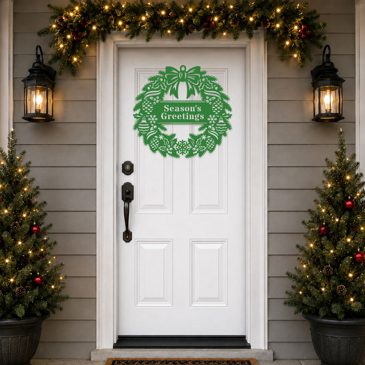 Elegant Classic Christmas Wreath Monogram (Pinecones)