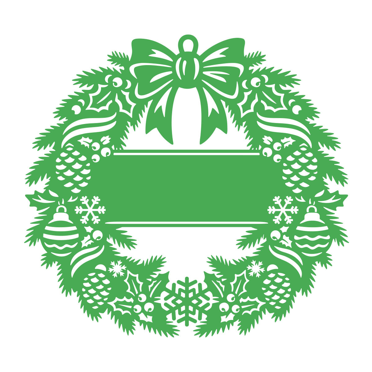 Elegant Classic Christmas Wreath Monogram (Pinecones)