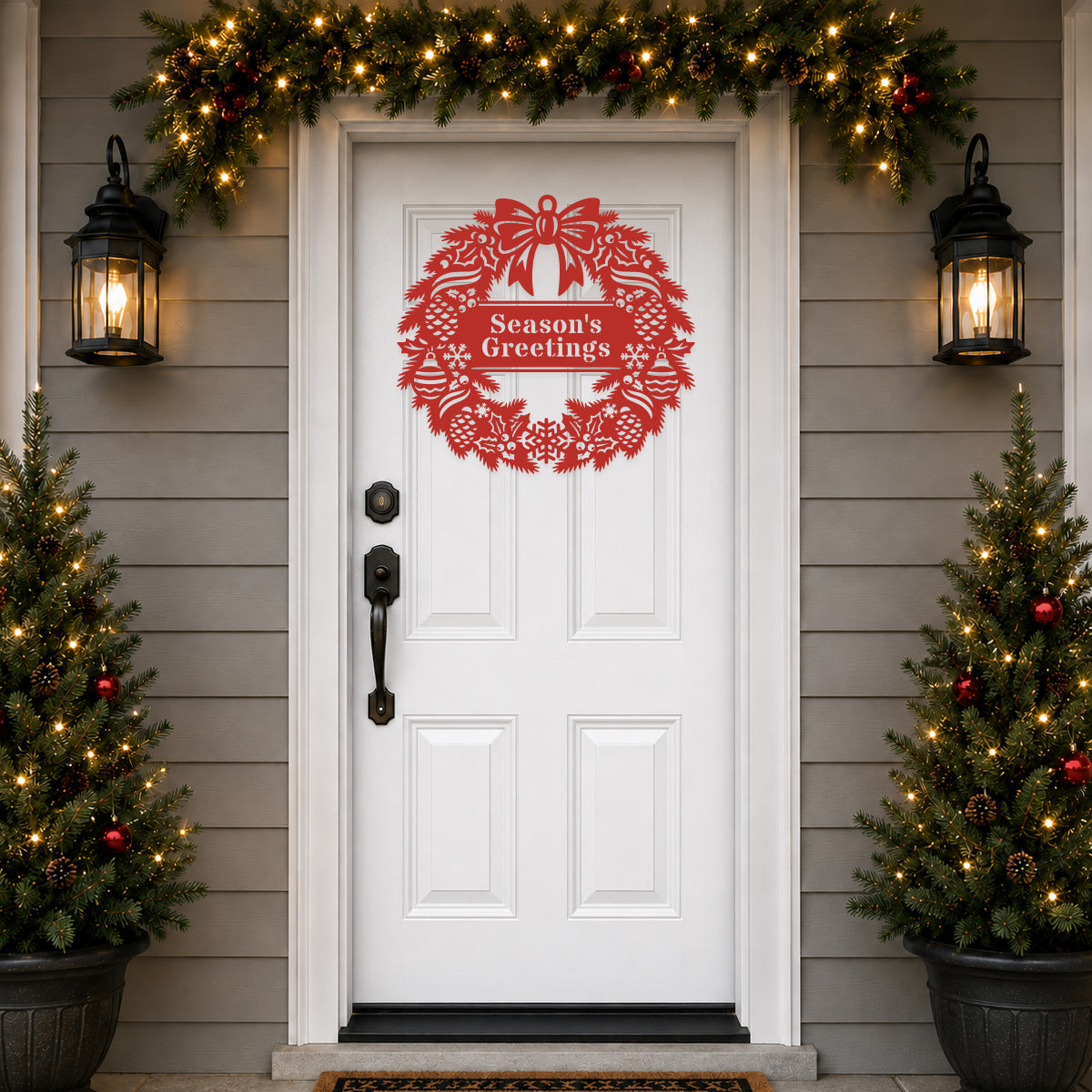 Elegant Classic Christmas Wreath Monogram (Pinecones)