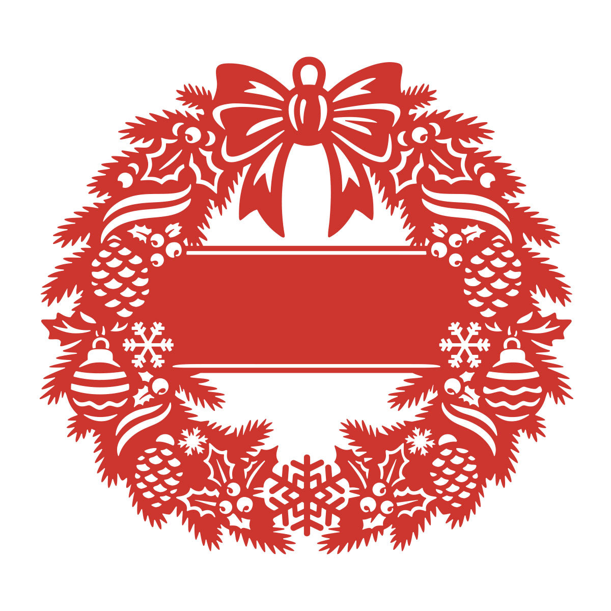Elegant Classic Christmas Wreath Monogram (Pinecones)