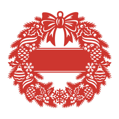 Elegant Classic Christmas Wreath Monogram (Pinecones)