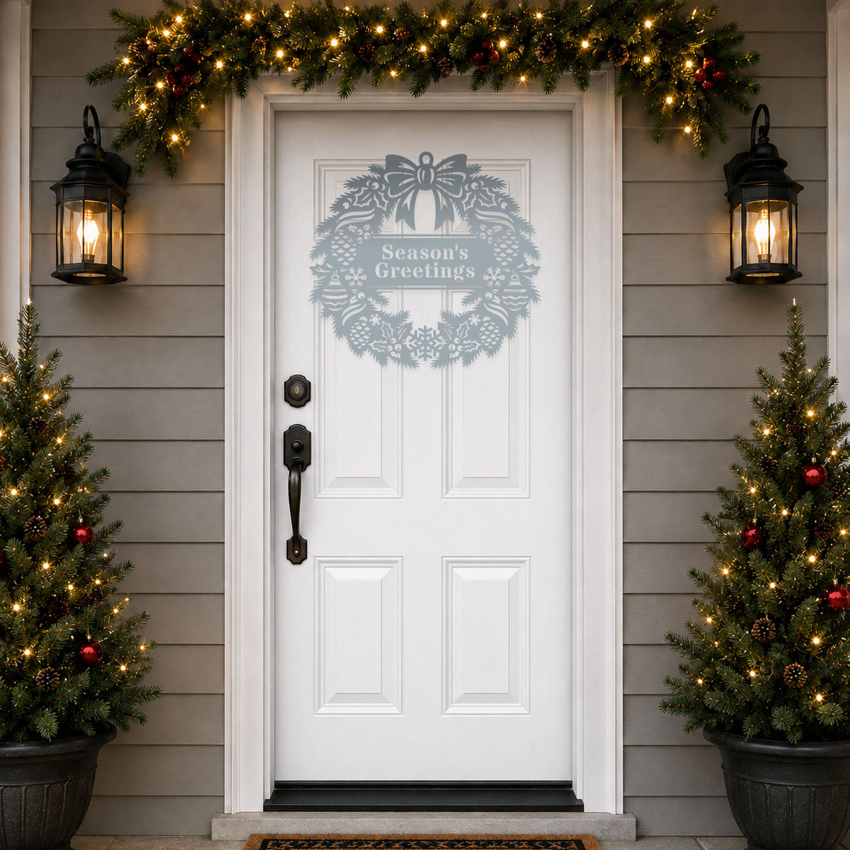Elegant Classic Christmas Wreath Monogram (Pinecones)