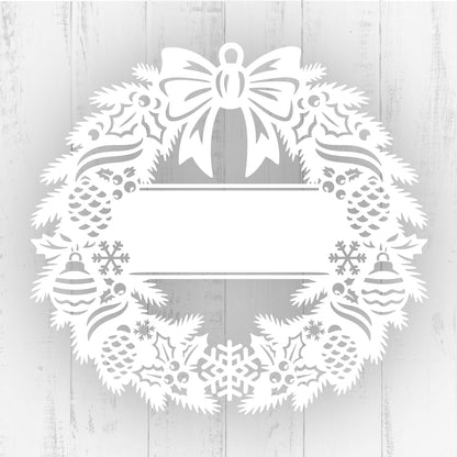 Elegant Classic Christmas Wreath Monogram (Pinecones)