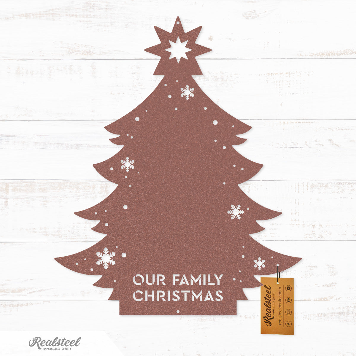 Family Christmas Tree Monogram 18" / Rust - RealSteel Center