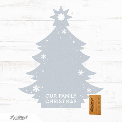 Family Christmas Tree Monogram 18" / Textured Silver - RealSteel Center