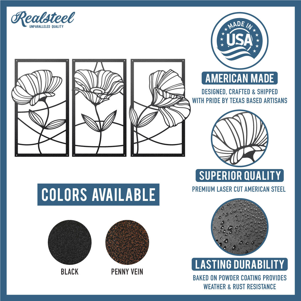 Flower Panel Decor Wall Art  - RealSteel Center