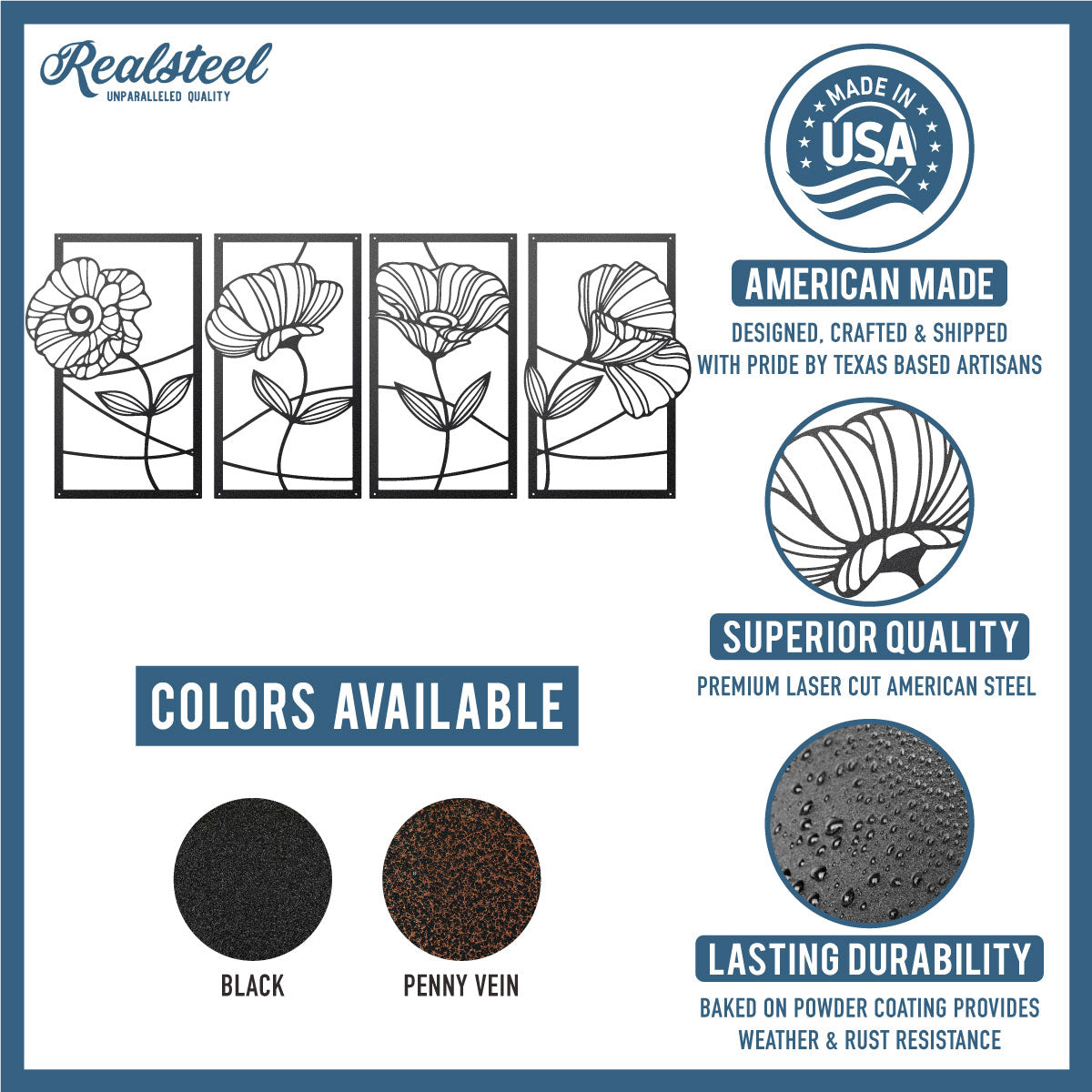 Flower Panel Decor Wall Art  - RealSteel Center