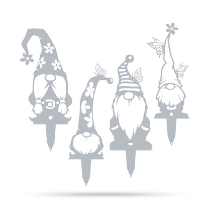 Garden Art - Gnomes 4 Pack Assorted / Textured Silver - RealSteel Center