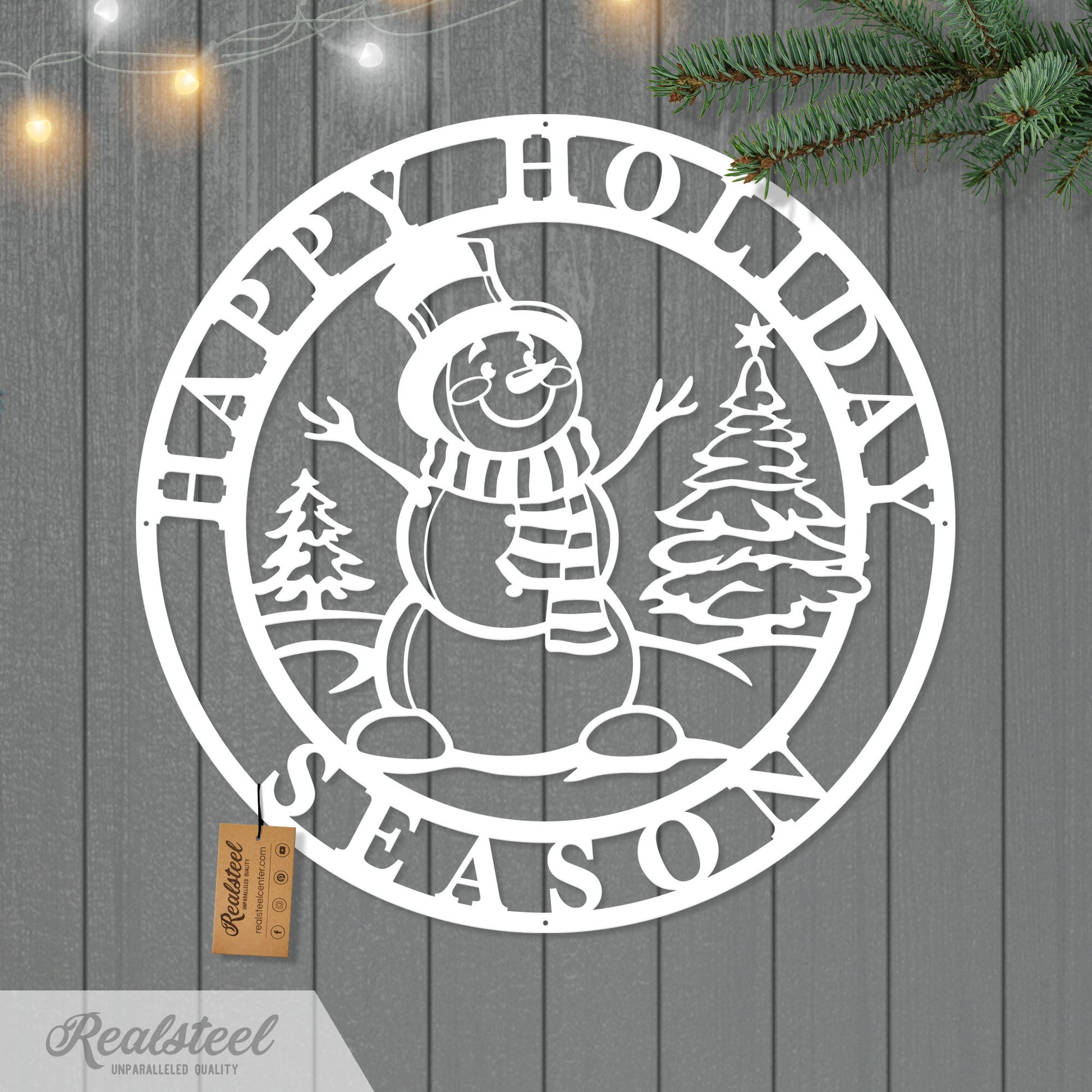 The Happy Holiday Season Snowman 14" / White - RealSteel Center