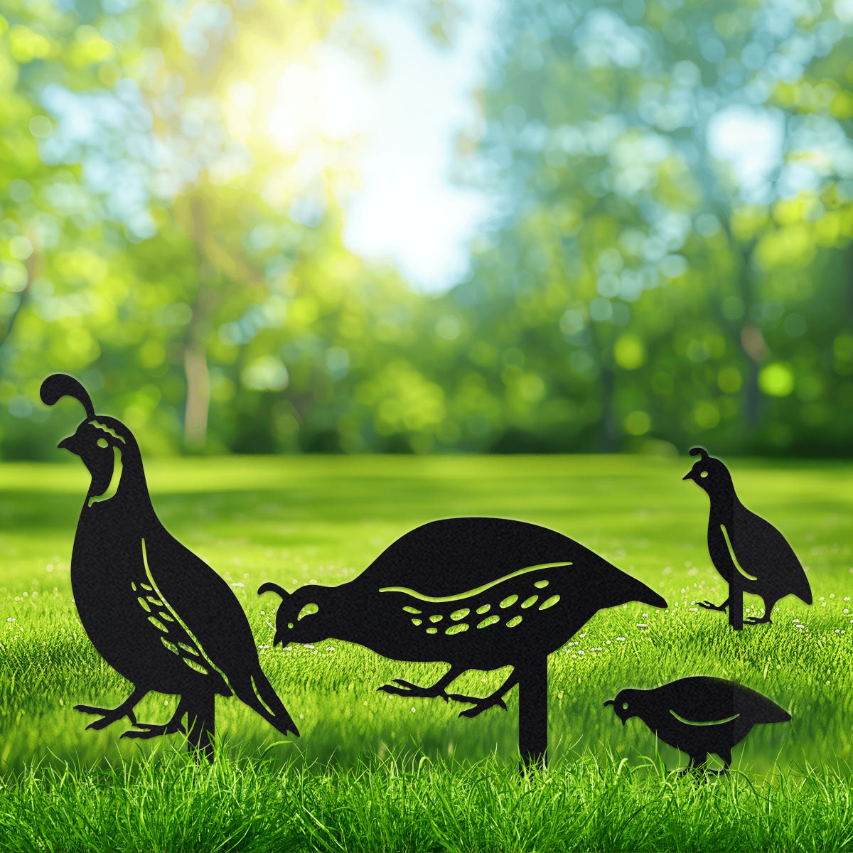 Garden Art - Quail Garden Stake Set - RealSteel Center