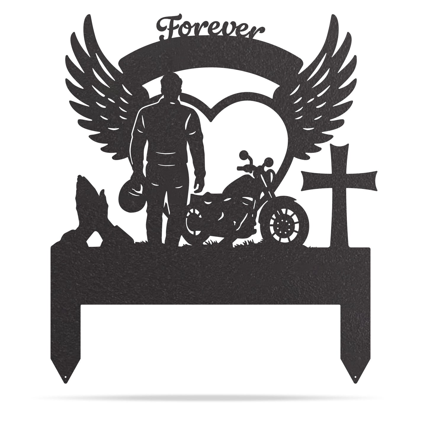 Memorial Stakes - Ride Forever Metal Memorial Sign V1-21”x 24" / Black - RealSteel Center