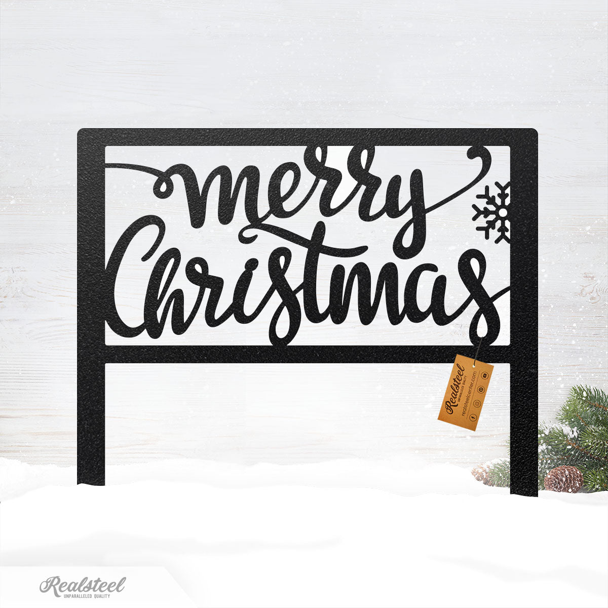 Merry Christmas Steel Stake Sign Black - RealSteel Center