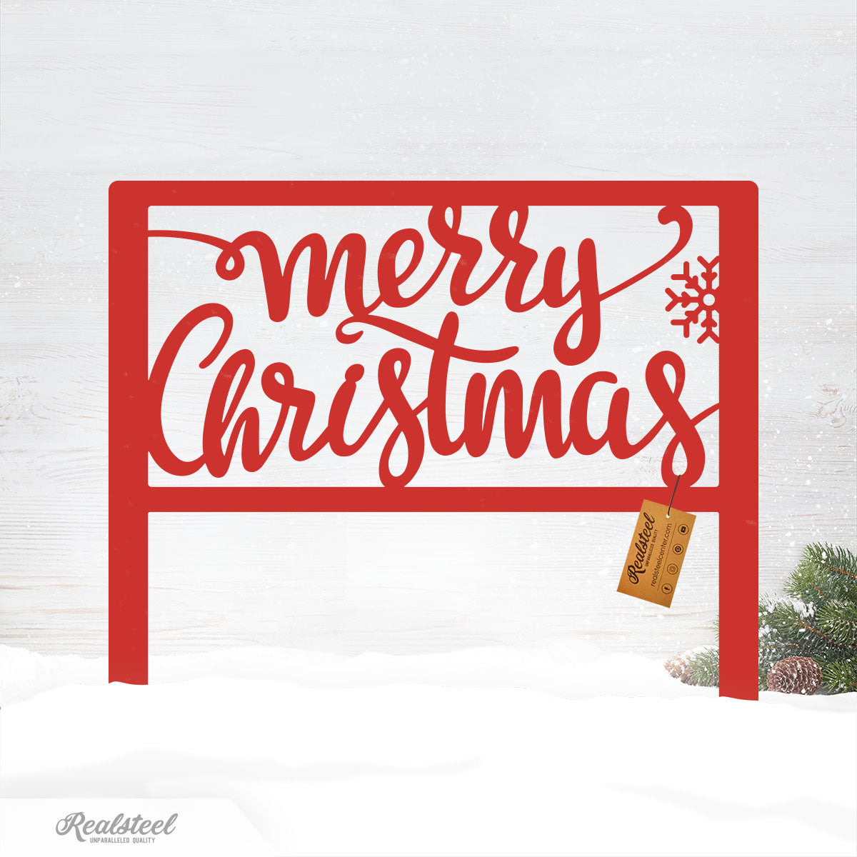 Merry Christmas Steel Stake Sign Red - RealSteel Center
