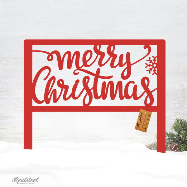 Merry Christmas Steel Stake Sign Red - RealSteel Center