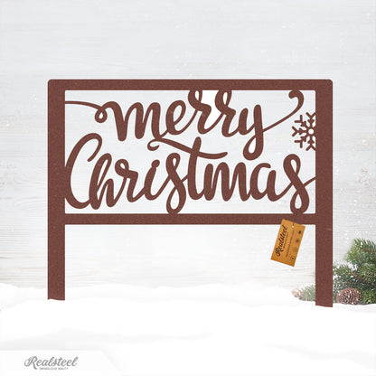 Merry Christmas Steel Stake Sign Rust - RealSteel Center