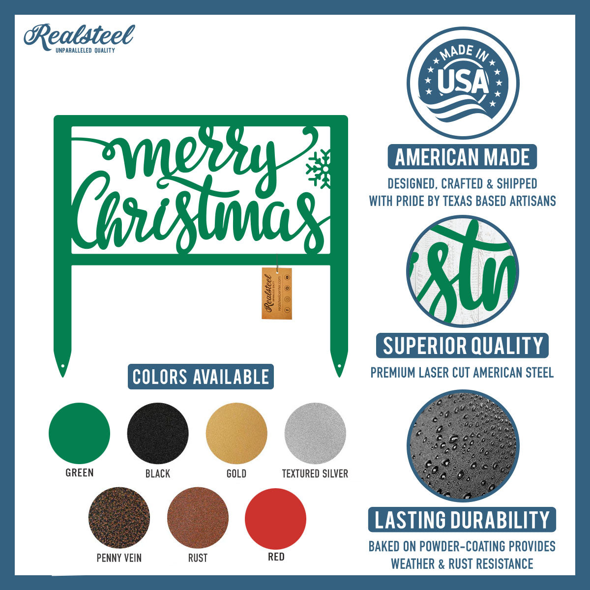 Merry Christmas Steel Stake Sign  - RealSteel Center