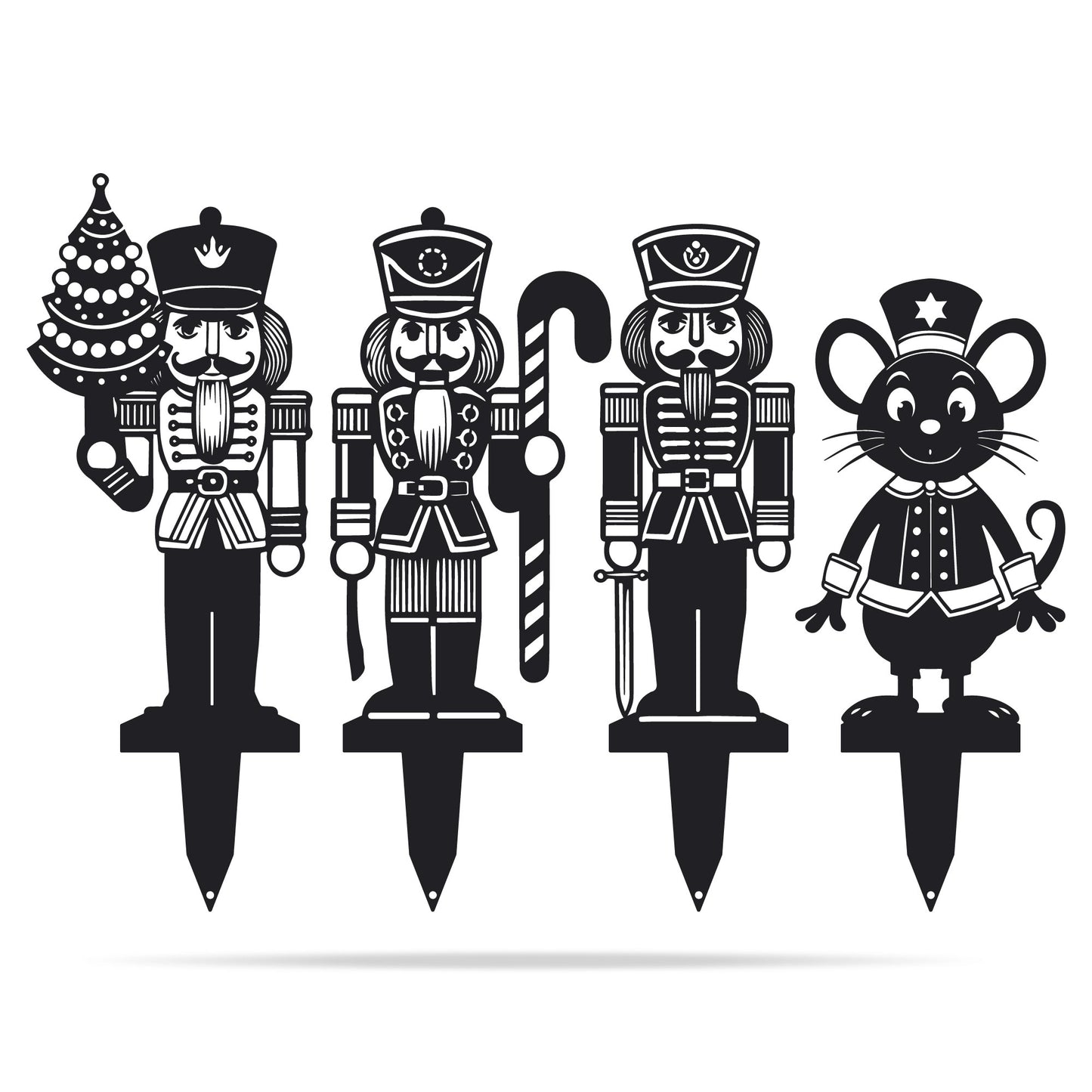 Nutcracker Christmas Garden Stakes | Holiday Outdoor Yard Art Set Black - RealSteel Center